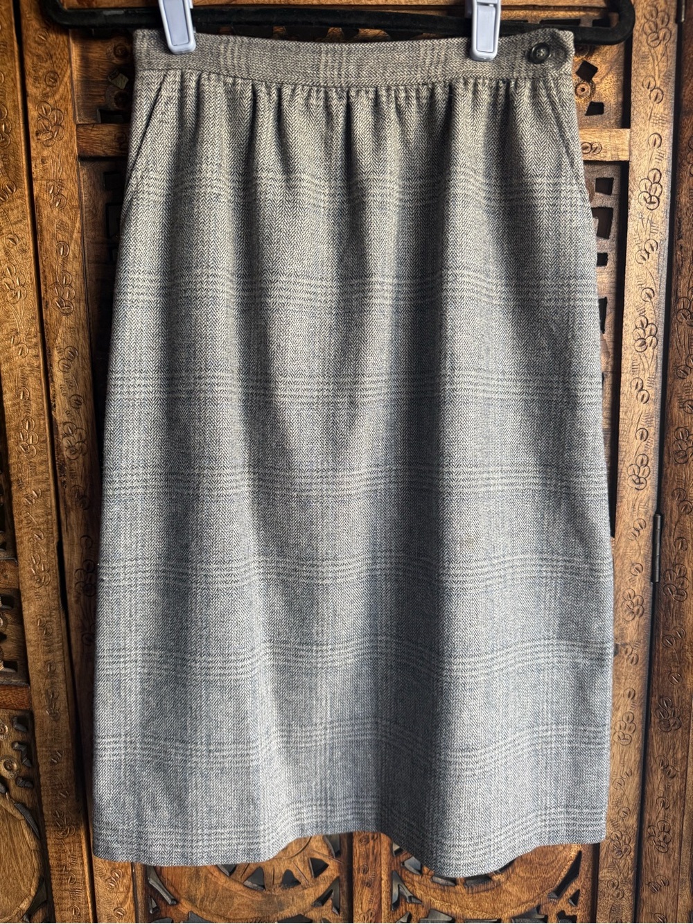 Vintage Evan Picone Petites Wool Plaid Midi Skirt Size 10
